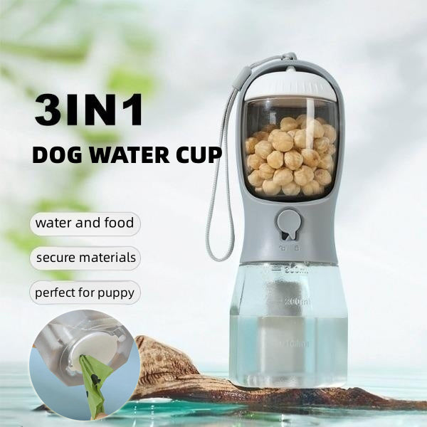 Vaso para perros con bolsa para agua, comida y basura. Tres en uno, portátiles, pequeños y multifuncionales. Artículos para mascotas.