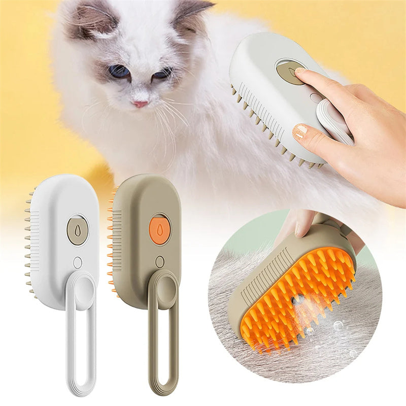 Cepillo de vapor para gatos, cepillo de vapor para perros, cepillo eléctrico 3 en 1 con rociador, cepillos para pelo de gato para masaje, peine para el cuidado de mascotas, peines para la eliminación de pelo, productos para mascotas