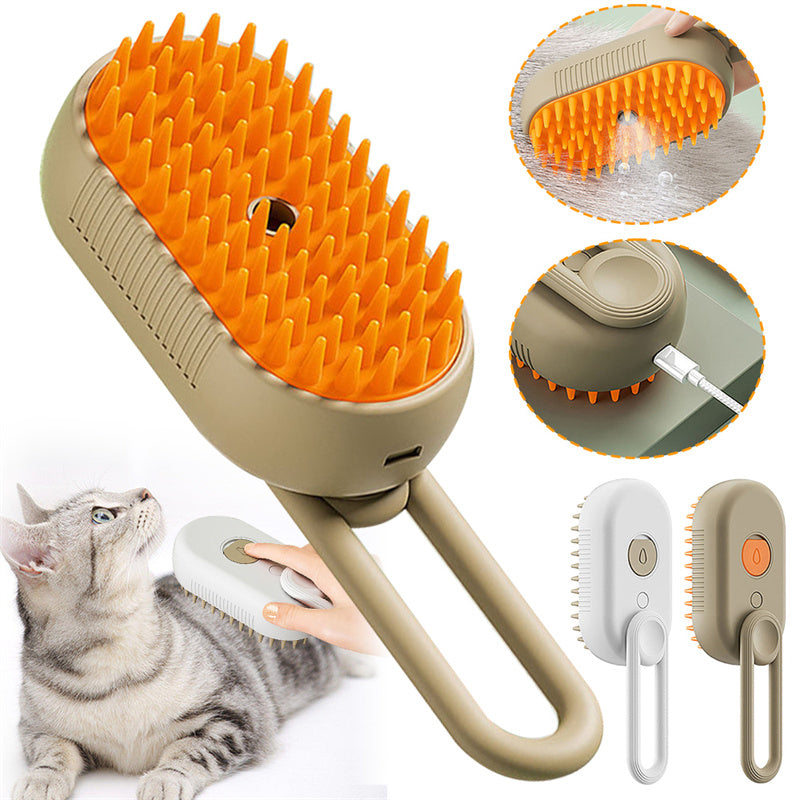 Cepillo de vapor para gatos, cepillo de vapor para perros, cepillo eléctrico 3 en 1 con rociador, cepillos para pelo de gato para masaje, peine para el cuidado de mascotas, peines para la eliminación de pelo, productos para mascotas