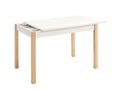 V VELASCO Mesa de Cocina Extensible Arona Mesa de Comedor Rectangular 120x80 cm a 180x80 cm | Encimera Blanca Laminada y Patas de Madera de Haya Natural | Estilo Nórdico Escandinavo