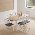 V VELASCO Mesa de Comedor y Cocina Extensible Arona | Mesa Rectangular Grande Estilo Nórdico | Encimera Madera Roble Hércules 120x80 cm (Abierta 180x80 cm) | Armazón Laminado y Patas Blancas