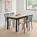 V VELASCO Mesa de Comedor Extensible Arona | Mesa de Cocina Moderna de Madera Roble y Patas Negras | Mesa Extensible Salón Rectangular (120-180 x 80 cm)