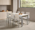 V VELASCO Mesa de Cocina Extensible Atenas (110 a 170 cm) | Mesa Comedor Compacta Rectangular con Encimera Laminada Blanca de 19mm, Armazón y Patas Metálicas Color Aluminio