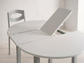 V VELASCO Mesa de Cocina Redonda Extensible Isla 90 cm | Mesa Comedor Circular de Madera Blanca y Patas de Aluminio | Abierta 115x90 cm