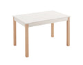 V VELASCO Mesa de Comedor Rectangular Nadia | Mesa de Cocina Nórdica para 4 Comensales (110x70x75 cm) | Escritorio de Madera Madera Maciza de Haya y Encimera Blanca Fija | Ideal para Pisos Pequeños.