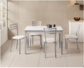 V VELASCO Mesa Cocina Fija Niza Mesa Comedor Rectangular Moderna 4 Comensales | Encimera Blanca Laminada Armazón Aluminio Patas Metálicas | Mueble Ideal Apartamentos Espacios Pequeños 110x70x75cm