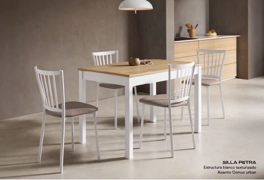 V VELASCO Mesa de Cocina Extensible Atenas | Mesa de Comedor Nórdica Pequeña para Pisos | Mesa Extensible Madera Roble y Patas Blancas Rectangular (110-170 x 70 cm)