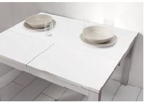 V VELASCO Mesa de Cocina Extensible Elda | Mesa Comedor de Madera Laminada Blanca y Patas Metálicas de Aluminio, Apertura Frontal Telescópica (Cerrada: 100x45 cm/Abierta: 100x75 cm)
