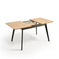 V VELASCO Mesa de Comedor Extensible Fany (130-170x80 cm) – Mesa Familiar de Madera Roble Hércules para Salón y Cocina, Patas de Haya Negras, Envío Rápido, 4-6 Comensales
