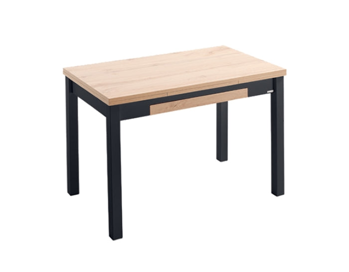 V VELASCO Mesa de Cocina Nube Roble Hércules | Mesa Extensible Libro 80x40 cm (Abierta 80x80) | Mesa Comedor Pequeña con Cajón y Patas Metálicas Negras Texturizadas para Espacios Reducidos