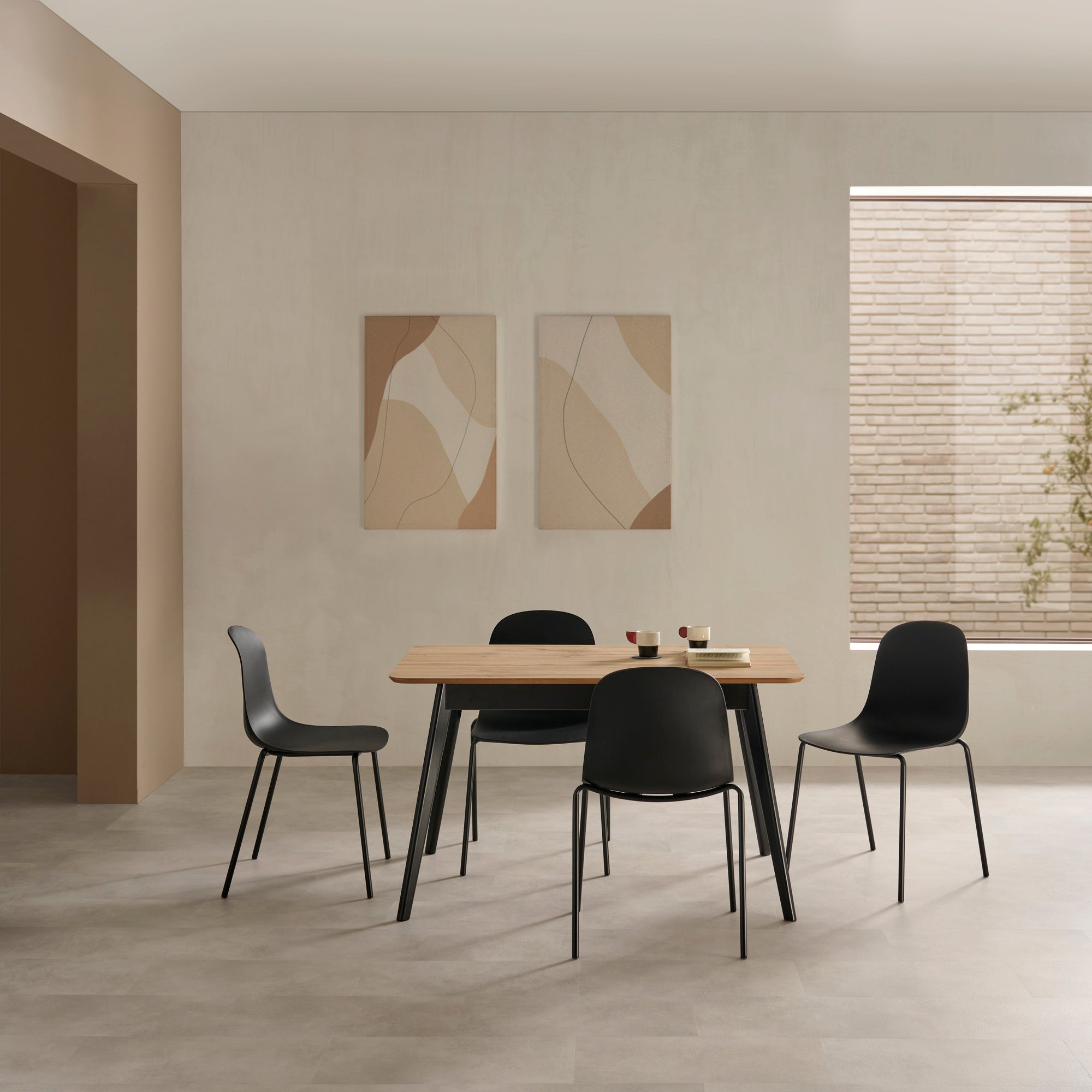 V VELASCO Mesa de Comedor Extensible Fany (130-170x80 cm) – Mesa Familiar de Madera Roble Hércules para Salón y Cocina, Patas de Haya Negras, Envío Rápido, 4-6 Comensales