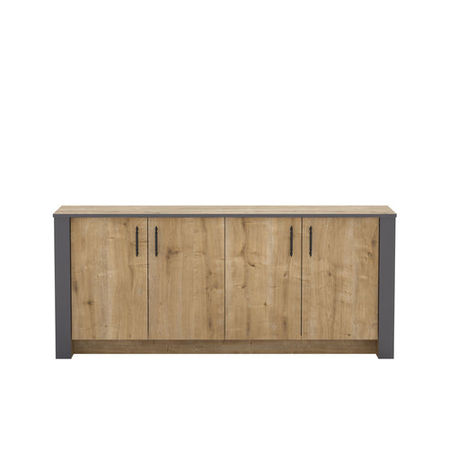 Aparador PHILIPPA, bilaminado roble con gris oscuro, 180 cms.