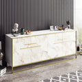 Aparador SIENA, bilaminado mármol blanco con metal dorado, 180 cms.