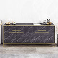 Aparador SIENA, bilaminado mármol negro con metal dorado, 180 cms.