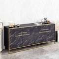 Aparador SIENA, bilaminado mármol negro con metal dorado, 180 cms.