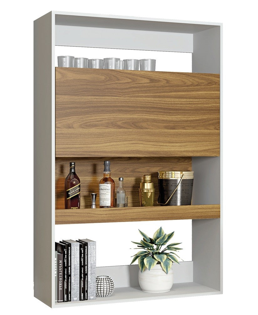 Armario SPAIN, multiusos, alto, MDP blanco y miel, 90x36x140 cms