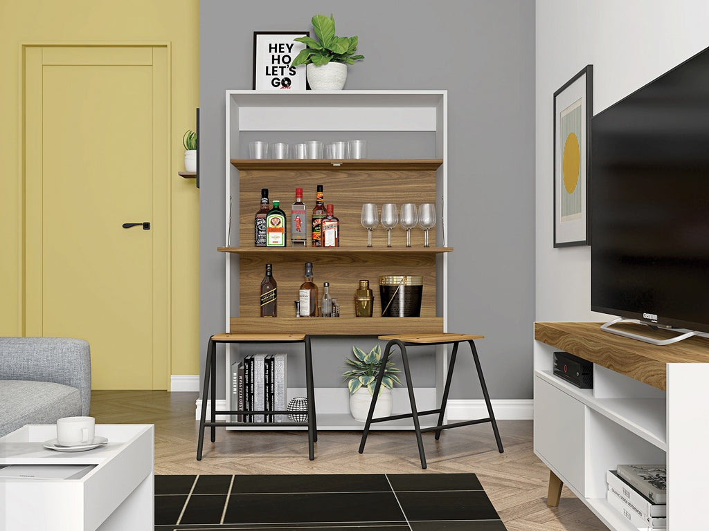 Armario SPAIN, multiusos, alto, MDP blanco y miel, 90x36x140 cms