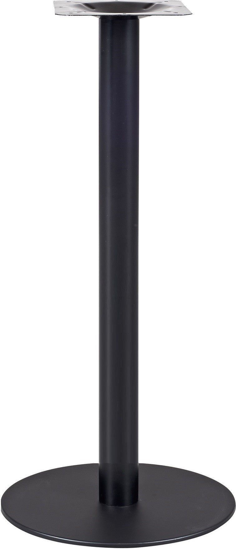 Base de mesa BOMBAY, tubo redondo, negra, base de acero de 8 mm. 45 cms de diámetro, altura 110 cms