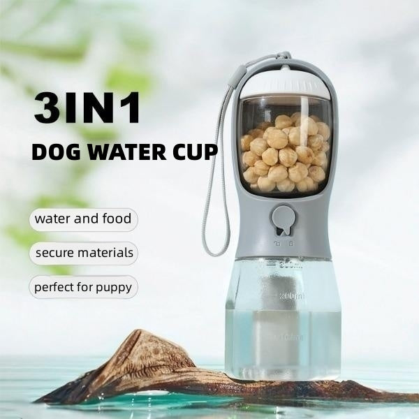 Vaso para perros con bolsa para agua, comida y basura. Tres en uno, portátiles, pequeños y multifuncionales. Artículos para mascotas.