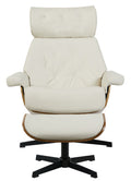 Butaca con ottoman EUROPA, madera, metal, similpiel beige