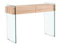 Consola GIOVANNA, 2 cajones, madera, cristal templado, 110 x 40 cms