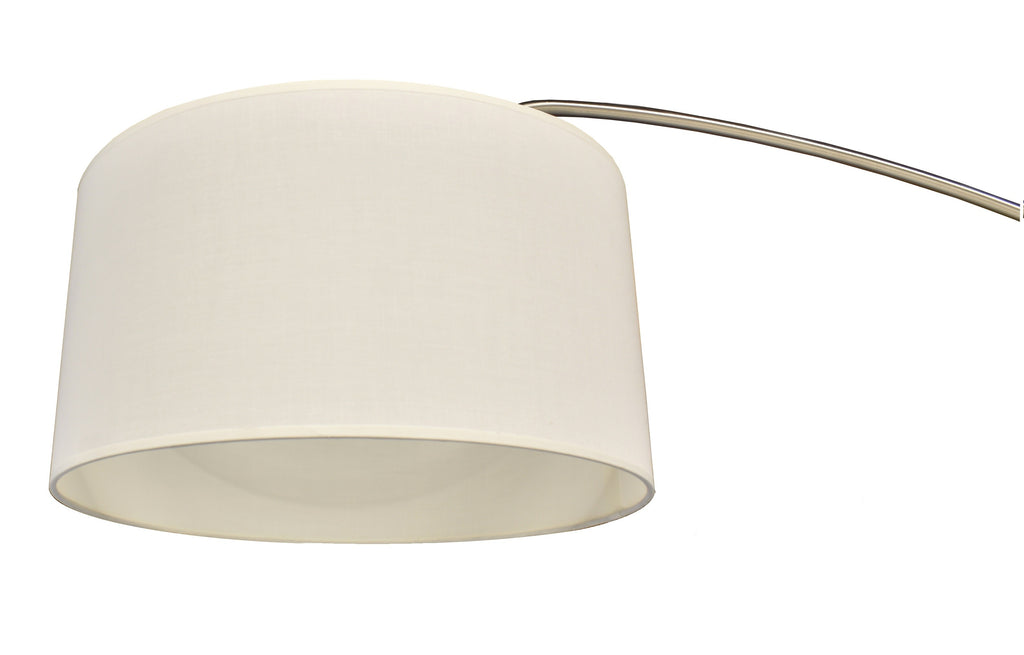 Lámpara OMEGA, pie de salón, cromada, mármol, pantalla blanca