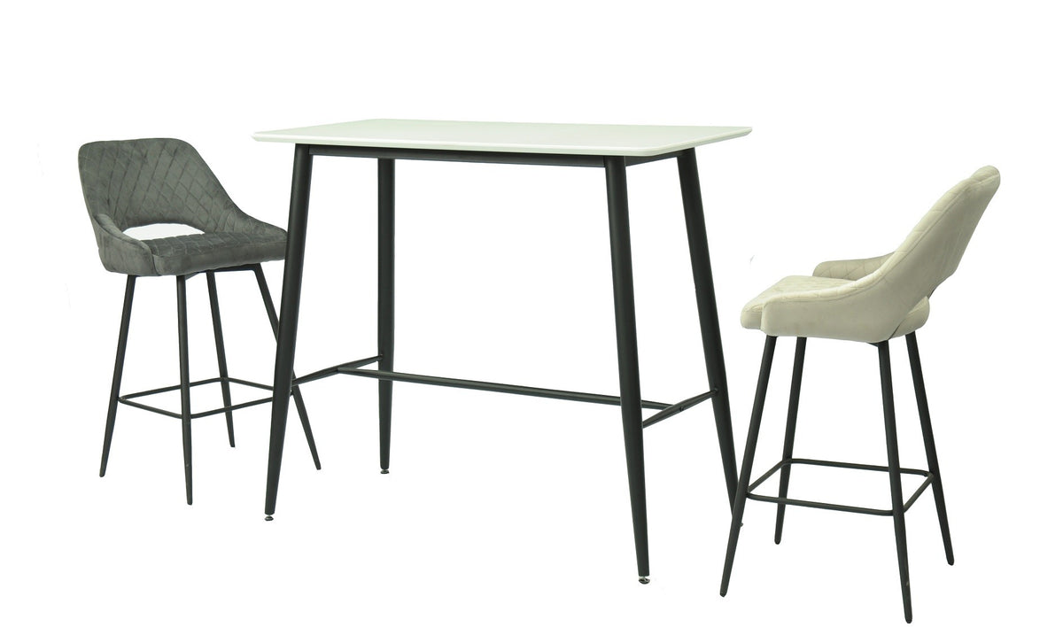 Mesa alta NITRA, metal, tapa blanca, 120 x 60 cms