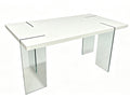 Mesa ARLON, cristal templado, tapa lacada blanca, 160 x 90 cms