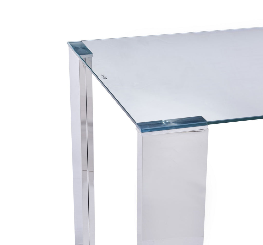 Mesa BETSY, acero inoxidable, cristal templado, 160x90 cms