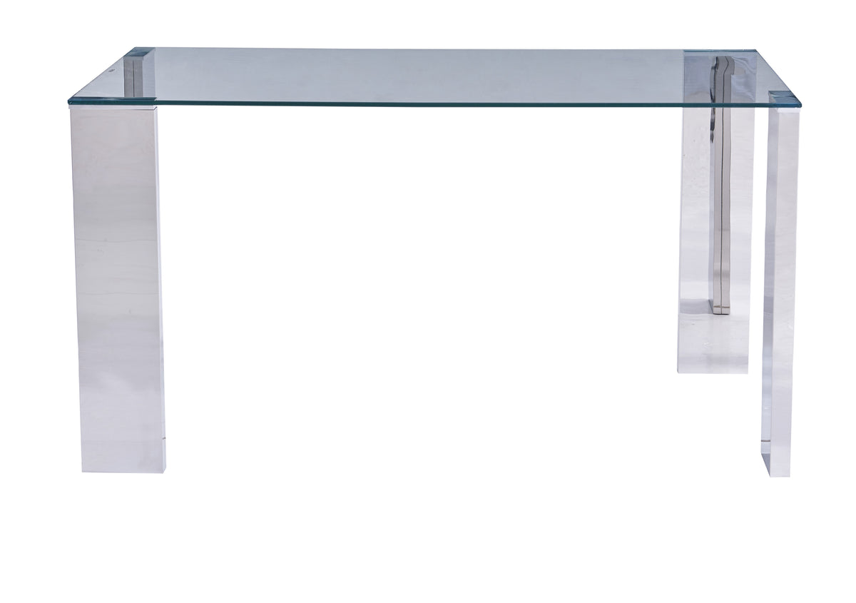 Mesa BETSY, acero inoxidable, cristal templado, 160x90 cms