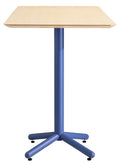 Mesa COLMAR, alta, azul, tapa de contrachapado revestido con HPL, color natural, 70 x 70 cms