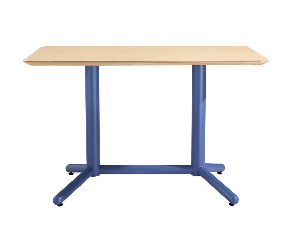 Mesa COLMAR, azul, tapa de contrachapado revestido con HPL, color natural, 120 x 70 cms
