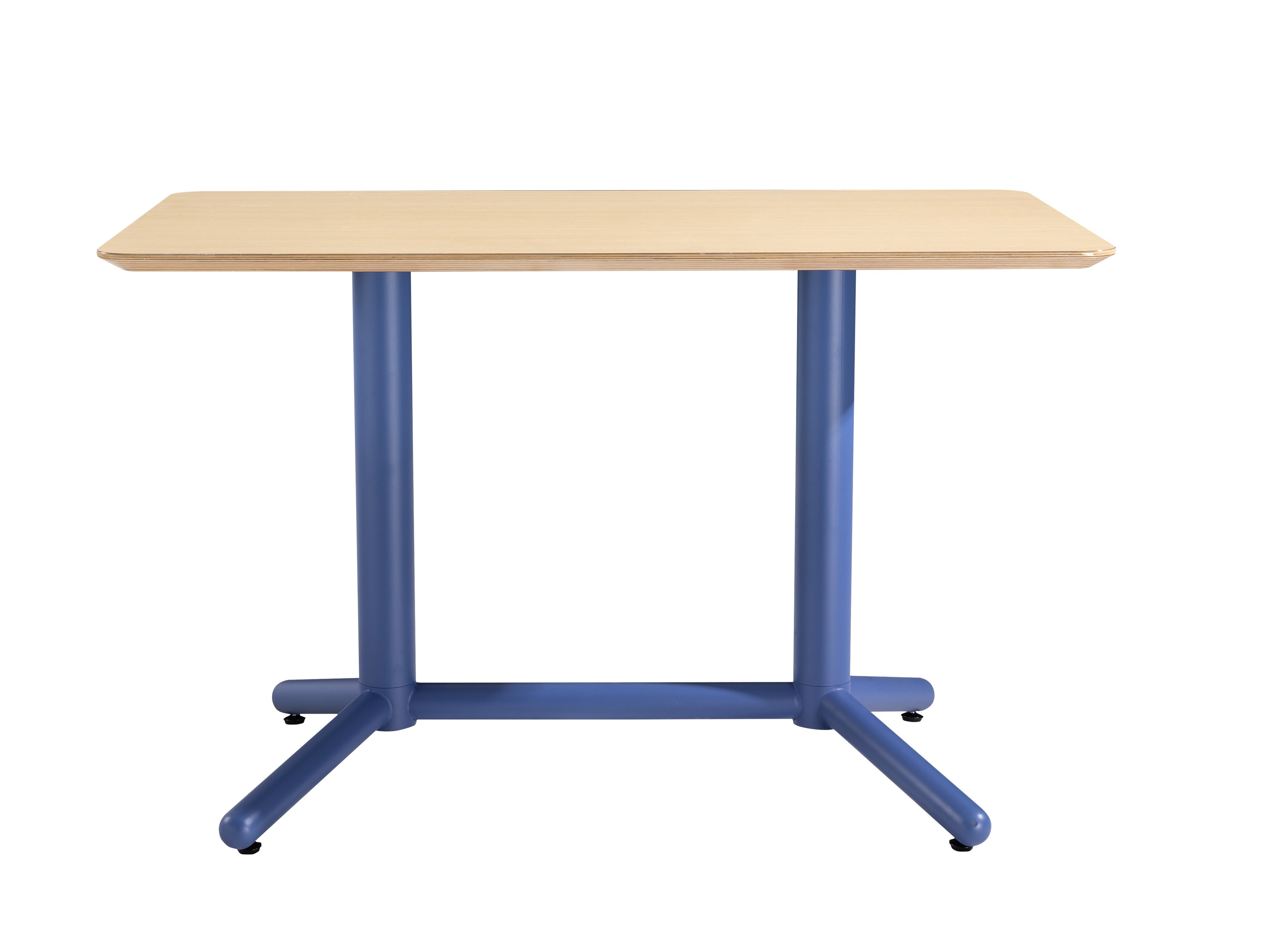 Mesa COLMAR, azul, tapa de contrachapado revestido con HPL, color natural, 120 x 70 cms