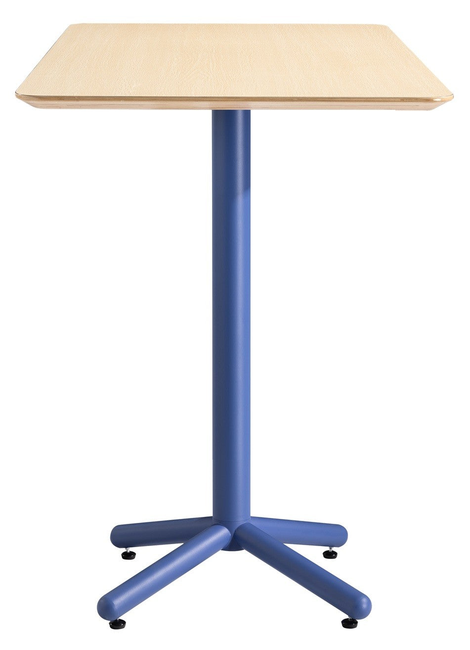 Mesa COLMAR, azul, tapa de contrachapado revestido con HPL, color natural, 70 x 70 cms