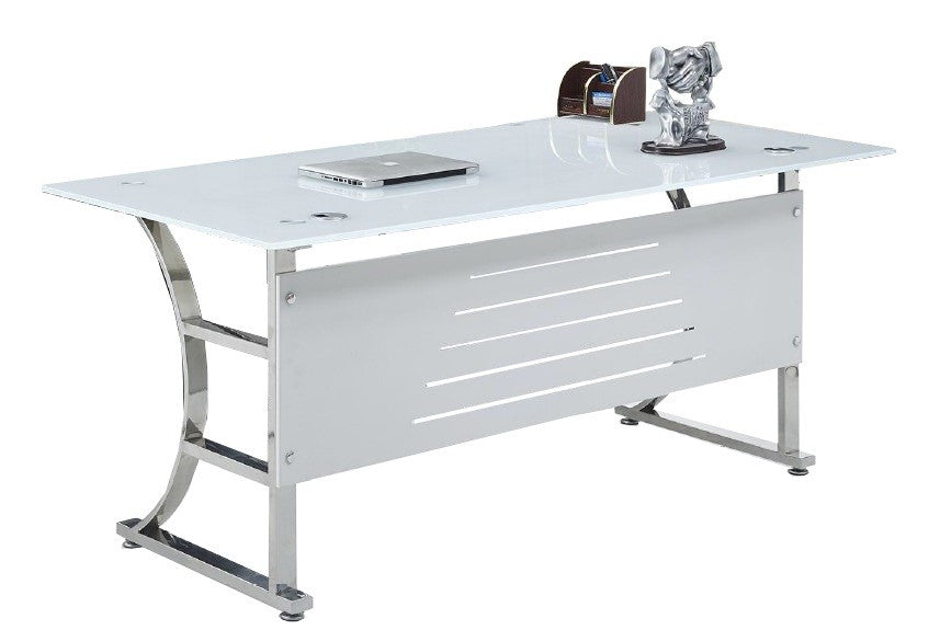 Mesa de oficina CADORE, vidrio templado super blanco, 180 x 85 cms