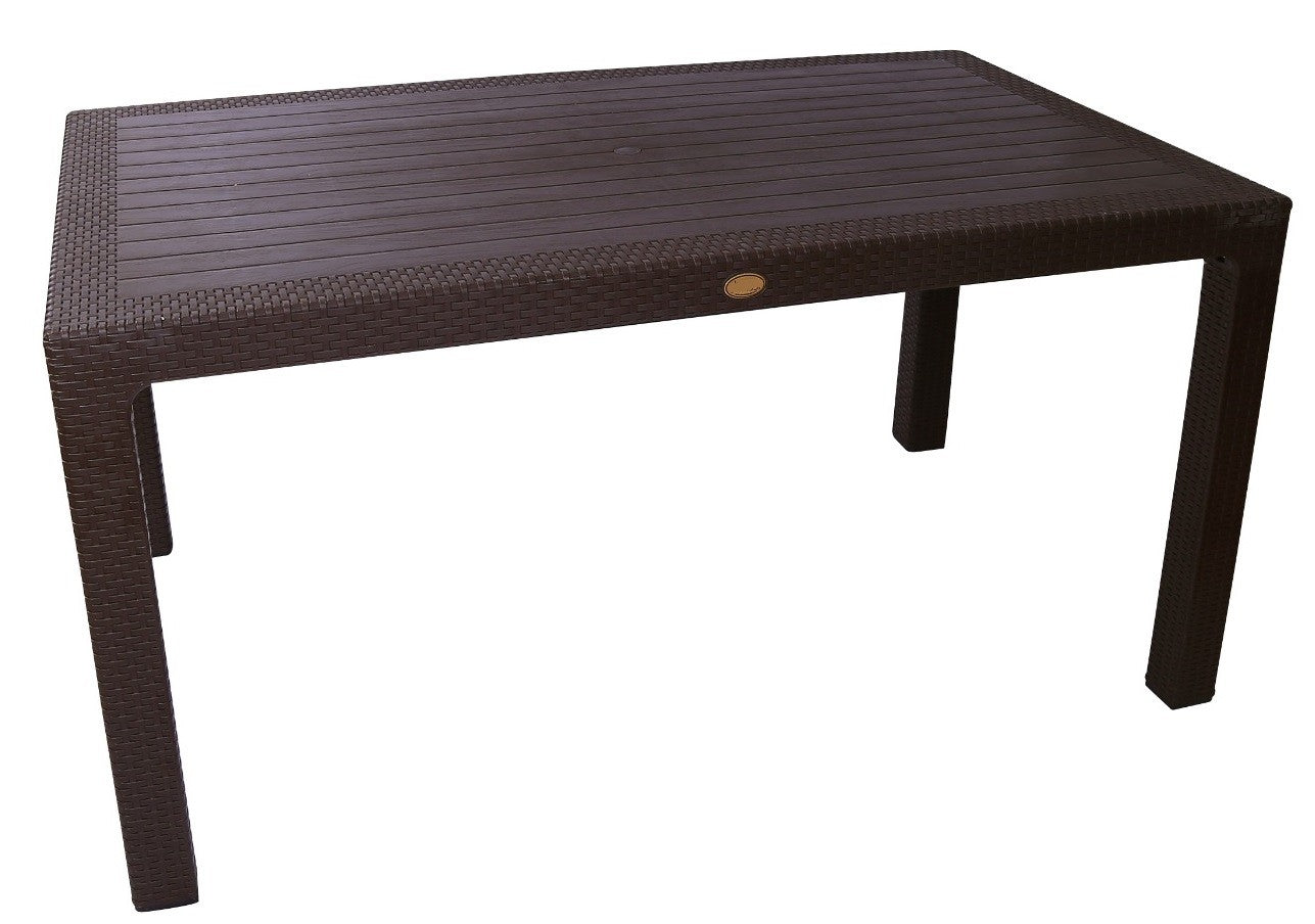 Mesa FARO, polipropileno marrón chocolate, 150 x 90 cms