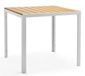 Mesa GARIBALDI, metal blanco, tablero polywood amarillo, 80 x 80 cms.