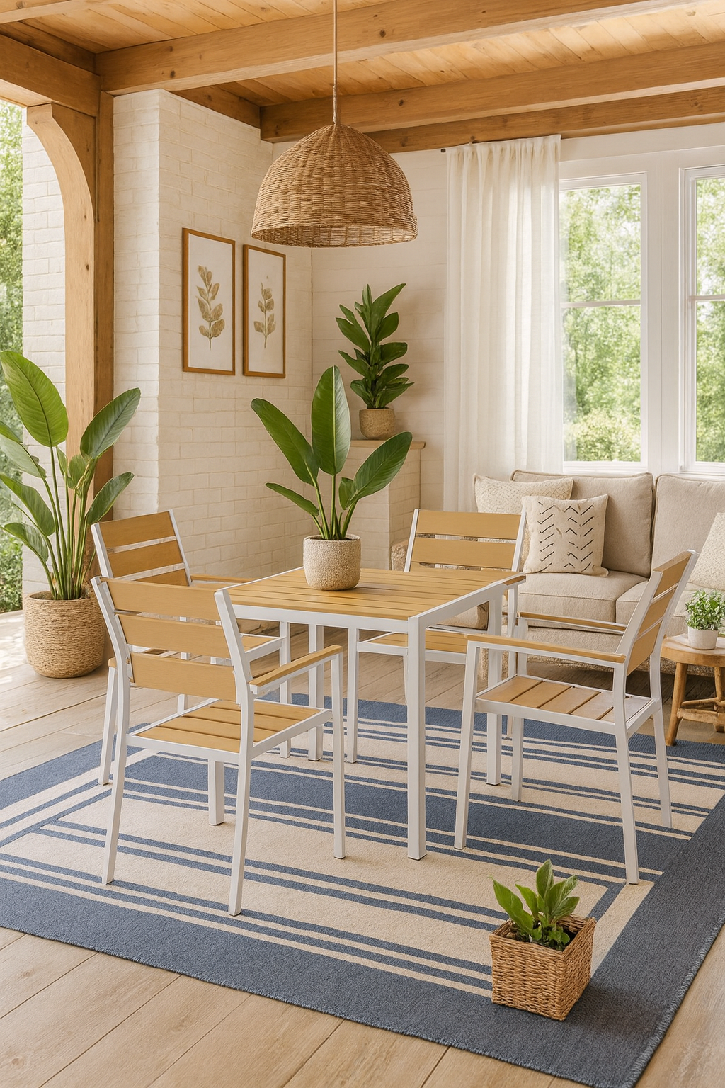 Mesa GARIBALDI, metal blanco, tablero polywood amarillo, 80 x 80 cms.