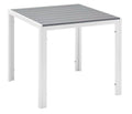 Mesa GARIBALDI, metal blanco, tablero polywood gris, 80 x 80 cms.