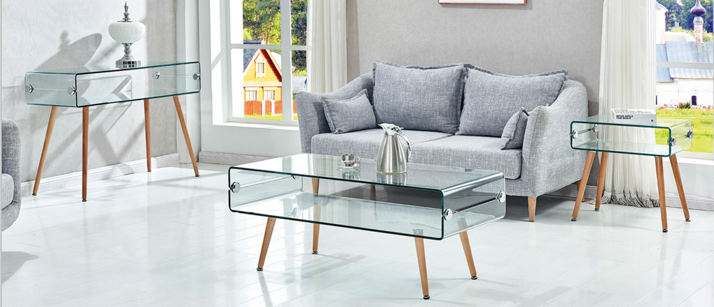 Mesa HOLANDA, madera, cristal, 110x55 cms