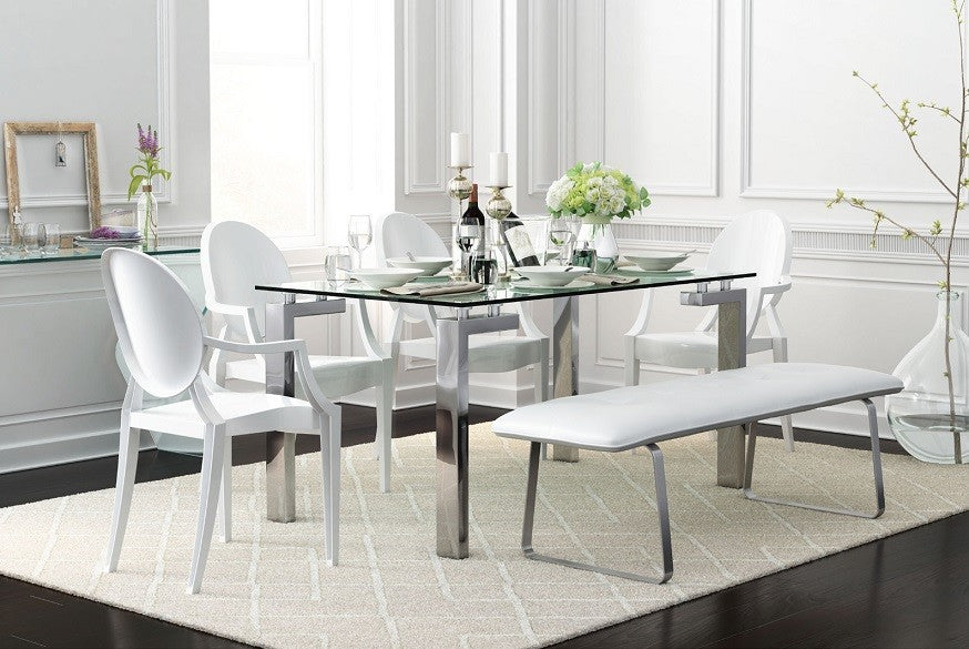 Mesa LAINEY 160 (M), cromada, cristal, 160x90 cms