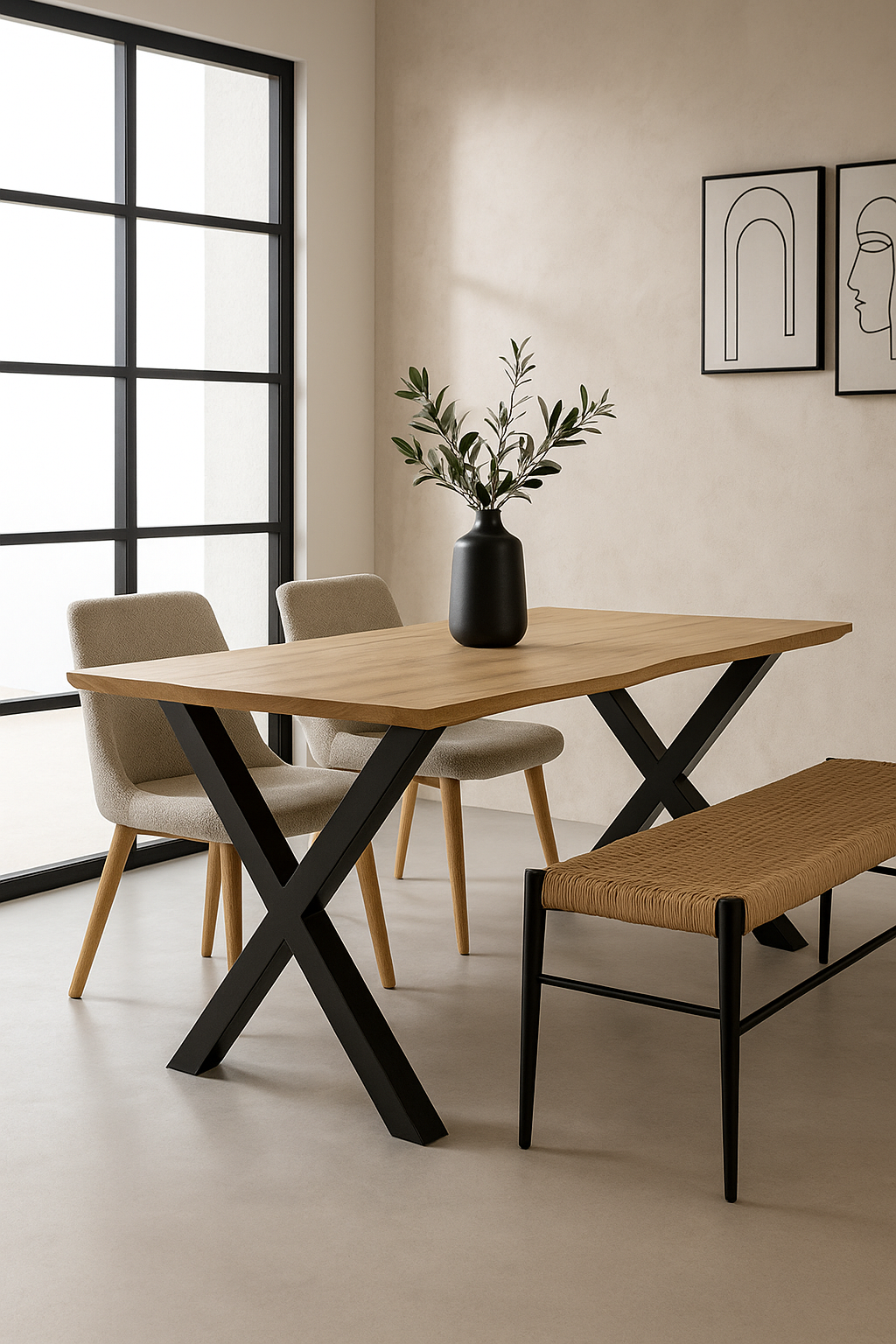 Mesa LERMA 180, metal, negro, tapa DM bilaminado 180 x 90 cms