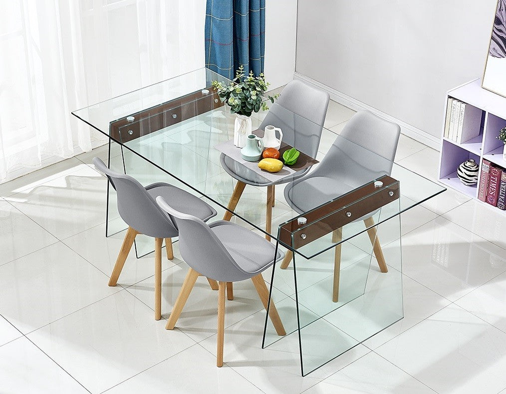 Mesa SELENE, madera, cristal templado, 200x90 cms