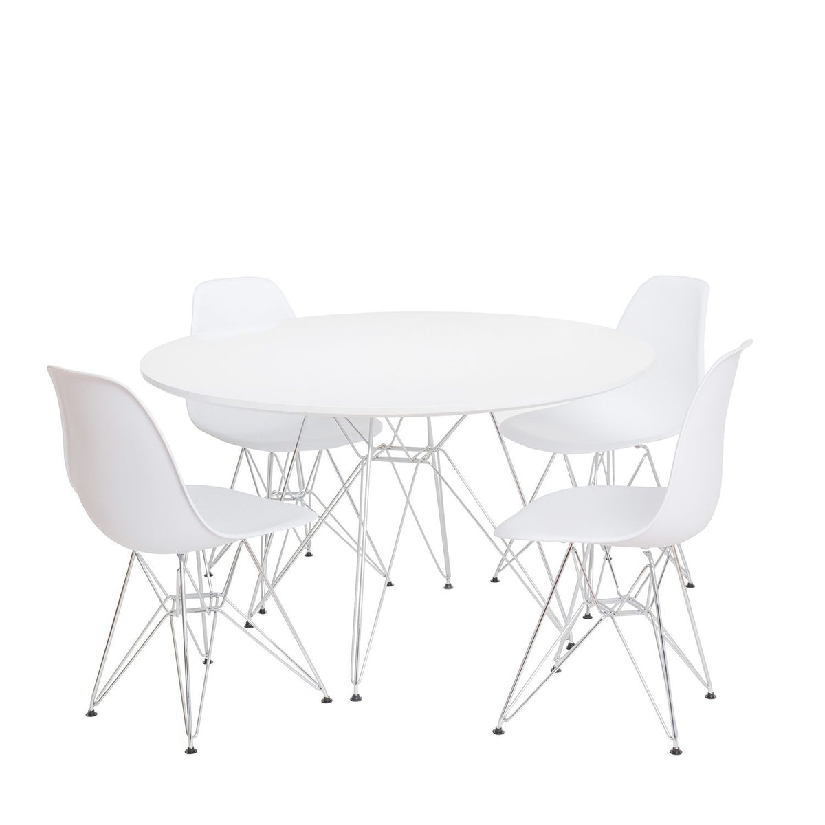 Mesa STAR, cromada, lacada blanca, 100 cms de diámetro