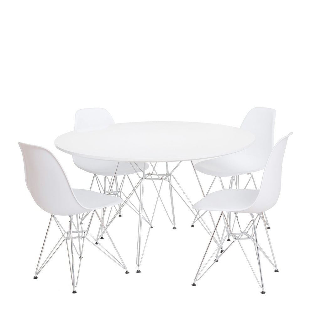 Mesa STAR, cromada, lacada blanca, 120 cms de diámetro
