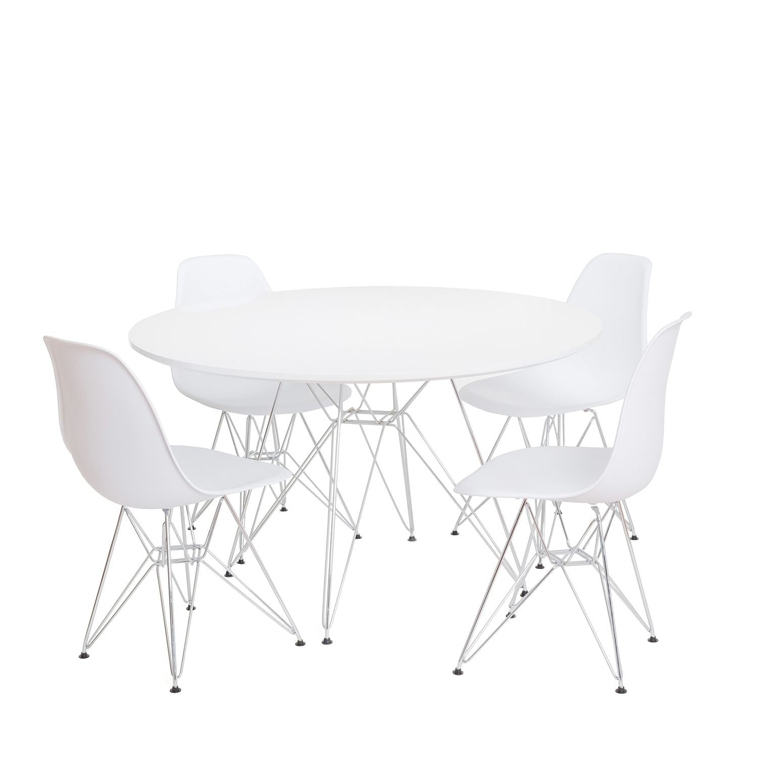Mesa STAR, cromada, lacada blanca, 120 cms de diámetro