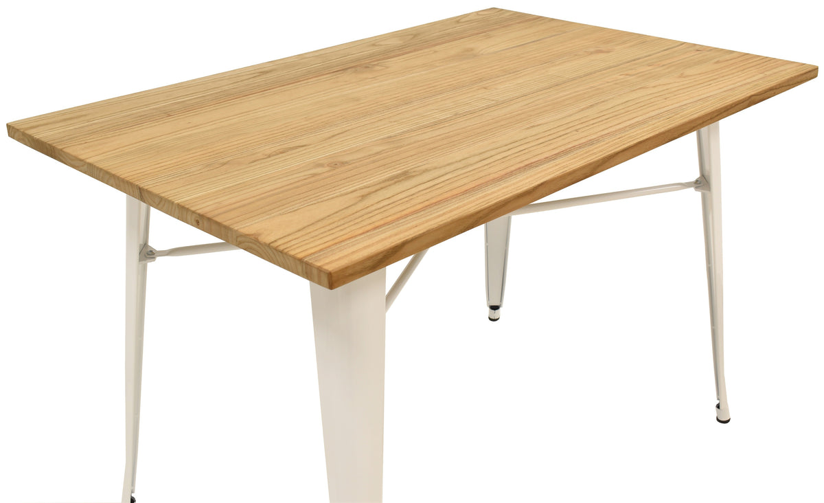 Mesa TOL, acero, blanca, madera, 120x80 cms