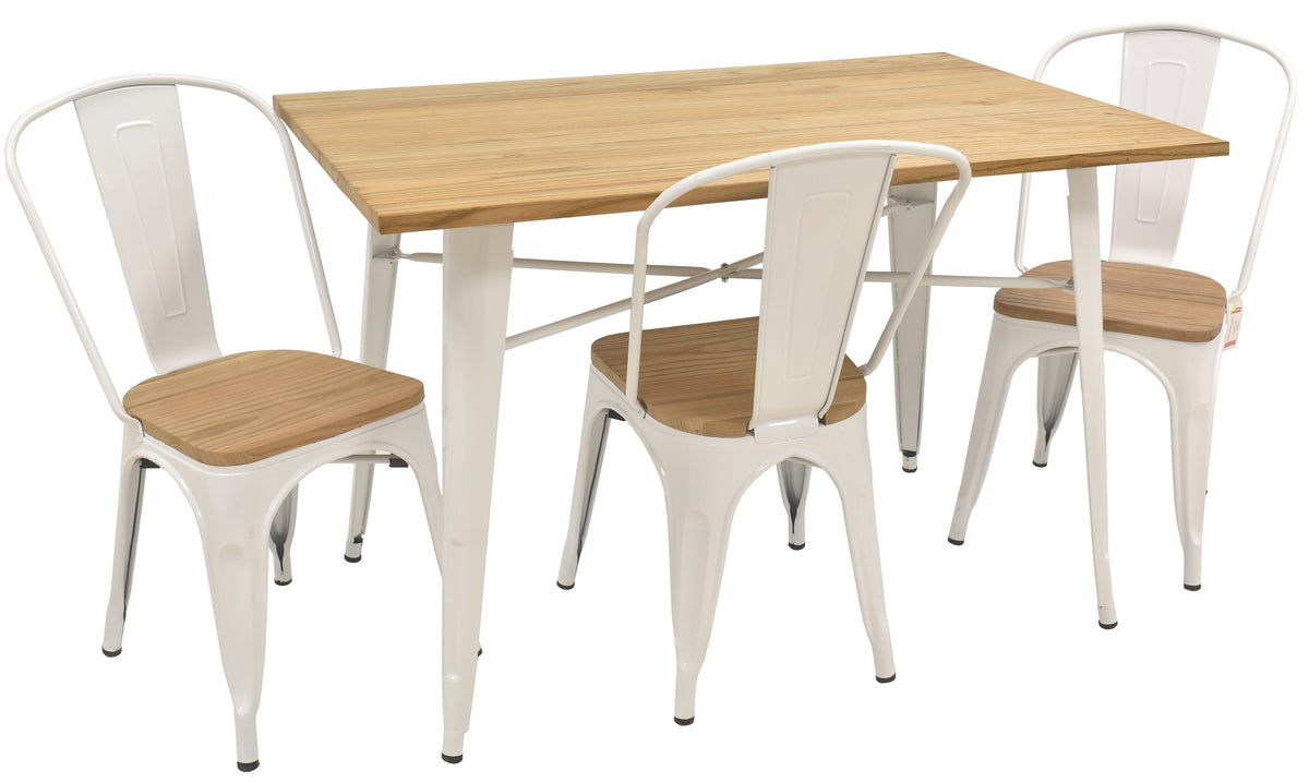 Mesa TOL, acero, blanca, madera, 120x80 cms
