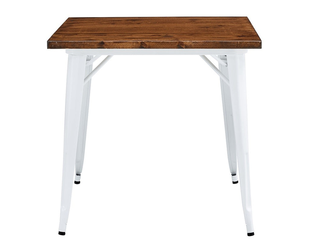 Mesa TOL EK WOOD, acero, madera, blanca, 80x80 cms