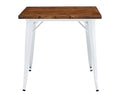Mesa TOL EK WOOD, acero, madera, blanca, 80x80 cms